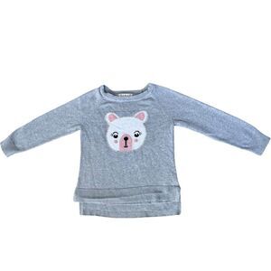 Pink Republic Girls Kids Long Sleeve Gray Cotton Pullover Bear Sweater. 6X.